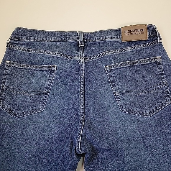 Signature Levi Strauss  Jeans Mens 36x29 Blue Denim Straight Relaxed Stretch - Picture 10 of 12